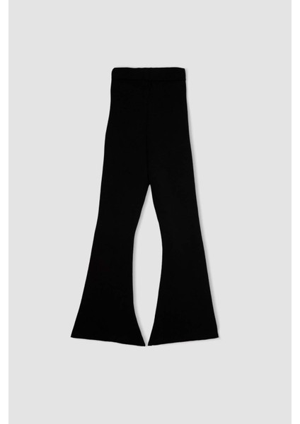 Kız Çocuk Flare Fit İspanyol Paça Basic Düz Triko Pantolon A6029A824WN