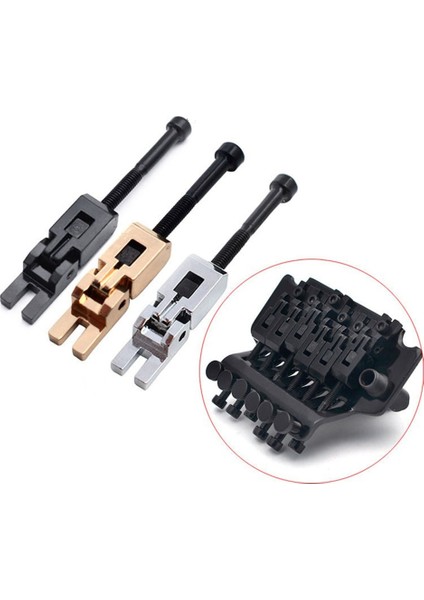 6pcs Elektro Gitar Çift Kilitleme Sistemi Kilitli Dize Saddes Tremolo Köprü Gitar Aksesuarları, Siyah (Yurt Dışından) fırsatları