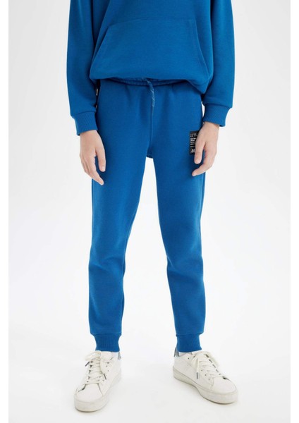 Erkek Çocuk Dokuma Etiketli Beli Paçası Lastikli Cepli Basic Düz Okul Jogger Eşofman Altı D1648A824AU