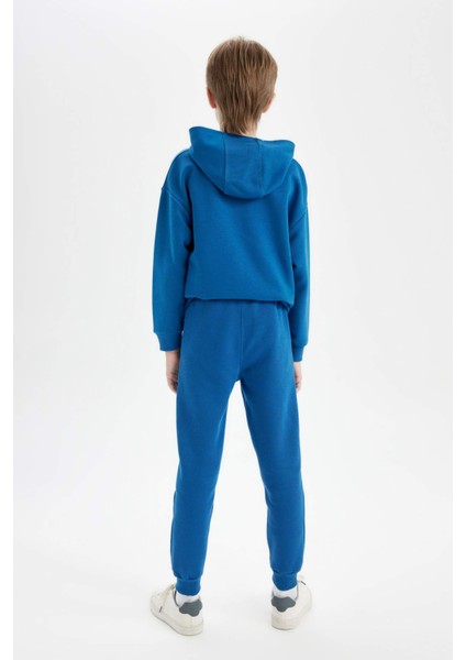 Erkek Çocuk Dokuma Etiketli Beli Paçası Lastikli Cepli Basic Düz Okul Jogger Eşofman Altı D1648A824AU