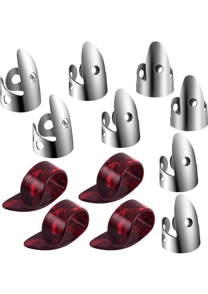 Ayarlanabilir Parmak Başparmak Set Seti 8 Pcs Paslanmaz Çelik Parmak Seçtikleri 4pcs Gitar Banjo Için Plastik Başparmak Seçmeler (Yurt Dışından)