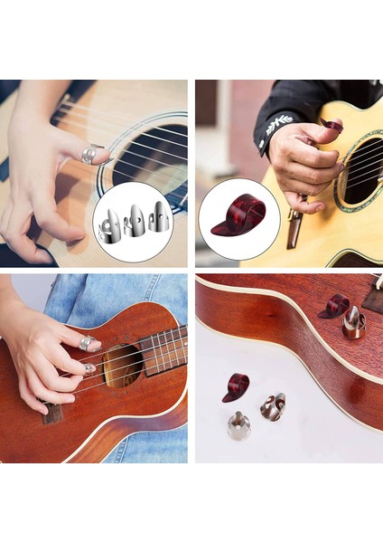 Ayarlanabilir Parmak Başparmak Set Seti 8 Pcs Paslanmaz Çelik Parmak Seçtikleri 4pcs Gitar Banjo Için Plastik Başparmak Seçmeler (Yurt Dışından) indirimleri