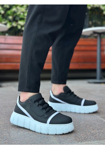 ET0666 Siyah Beyaz Yüksek Taban Erkek Günlük Ayakkabı modelleri