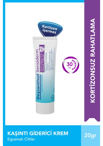 Sensiderm Kaşıntı Giderici Anti Alerjik Kortizonsuz Krem 20 g Hassas Ciltlere Özel