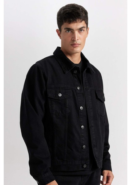 %100 Pamuk Düğmeli Cepli Denim Ceket D2846AX24AU