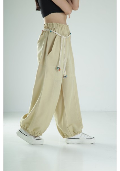 Tasarım Keten Açık Yeşil Baggy Pantolon modelleri