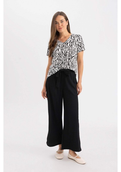 Culotte Geniş Paça Bürümcük Kapri D2175AX24SM