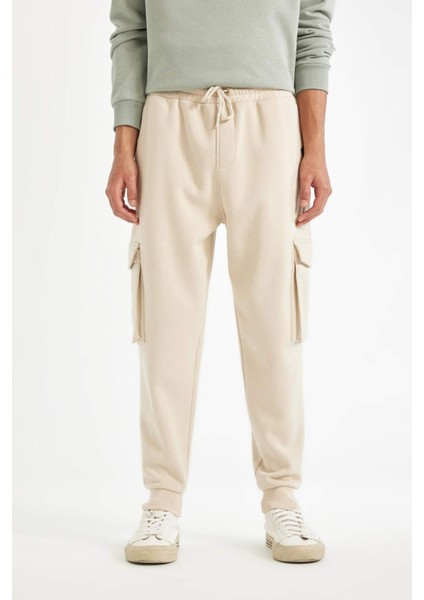 Regular Fit Jogger Eşofman Altı Kargo Cepli Basic Düz Beli Bağcıklı Lastikli Paça Y5533AZ24AU