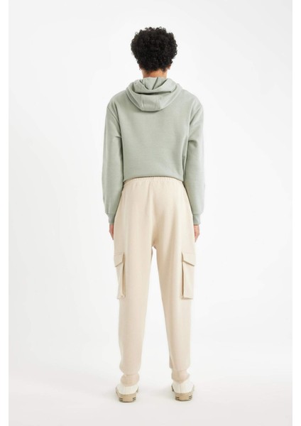 Regular Fit Jogger Eşofman Altı Kargo Cepli Basic Düz Beli Bağcıklı Lastikli Paça Y5533AZ24AU