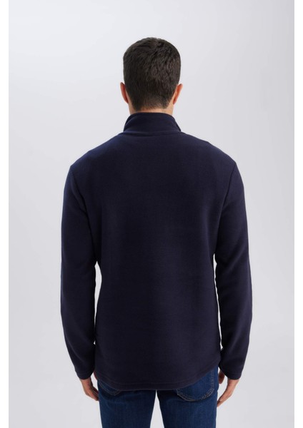 Haki Tüylenme Yapmayan Soğuk Geçirmez Regular Fit Dik Yaka Fermuarlı Polar Sweatshirt Y3996AZNS