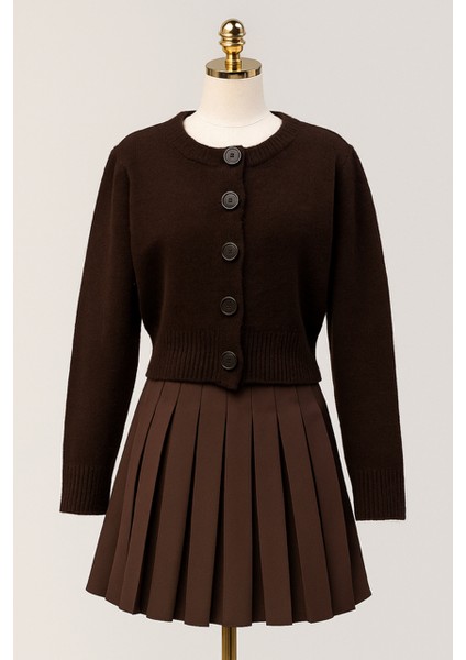 Rtd&vld Kadın Bisiklet Yaka Yumuşak Dokulu Rahat Triko Hırka Kahverengi fiyatları