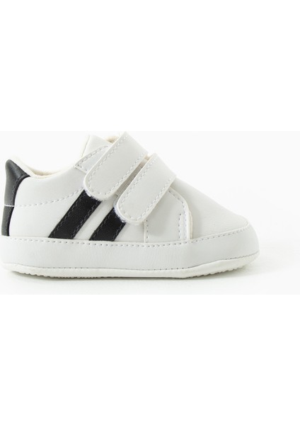 Ilk Adım Cırtlı Şerit Detaylı Rahat Kaydırmaz Taban Bebek Ayakkabı Patik