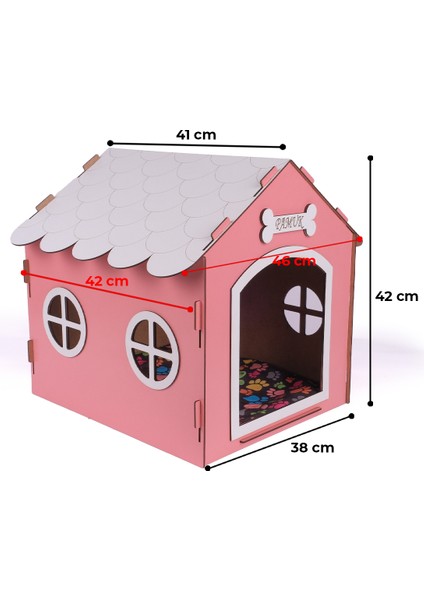 Ahşap Özel Isim Baskılı Dekoratif Köpek Evi-Kulübesi, Küçük Irk Köpekler Için Kulübe, Köpek Kulübesi Pembe fiyatları