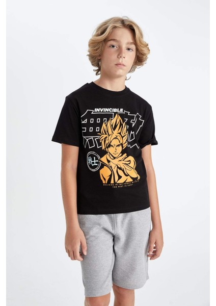 Erkek Çocuk Bisiklet Yaka Baskılı Kısa Kollu Tişört A0449A824HS