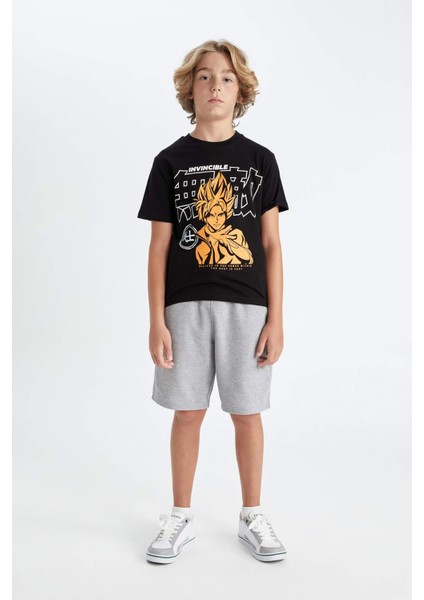 Erkek Çocuk Bisiklet Yaka Baskılı Kısa Kollu Tişört A0449A824HS