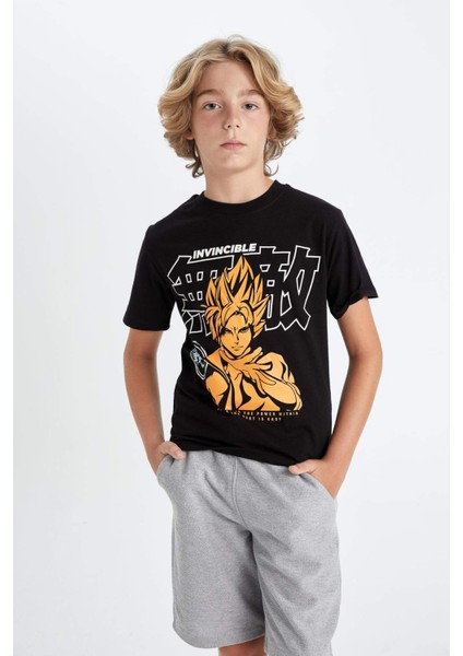 Erkek Çocuk Bisiklet Yaka Baskılı Kısa Kollu Tişört A0449A824HS