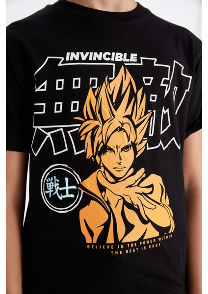 Erkek Çocuk Bisiklet Yaka Baskılı Kısa Kollu Tişört A0449A824HS