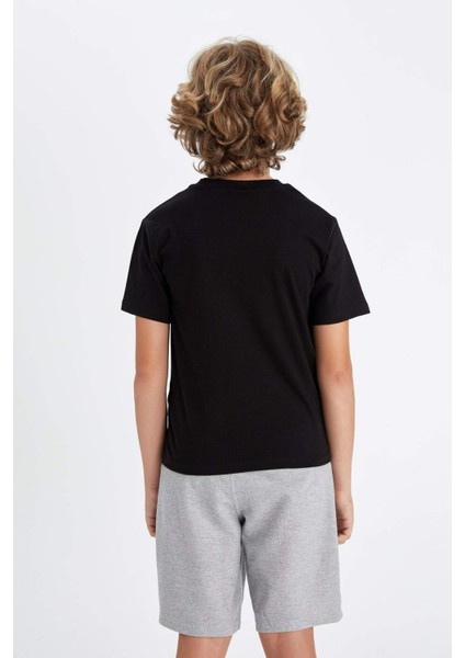Erkek Çocuk Bisiklet Yaka Baskılı Kısa Kollu Tişört A0449A824HS