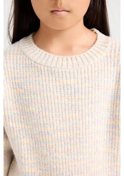 Kız Çocuk Oversize Geniş Kalıp Bisiklet Yaka Triko Kazak C9576A824WN