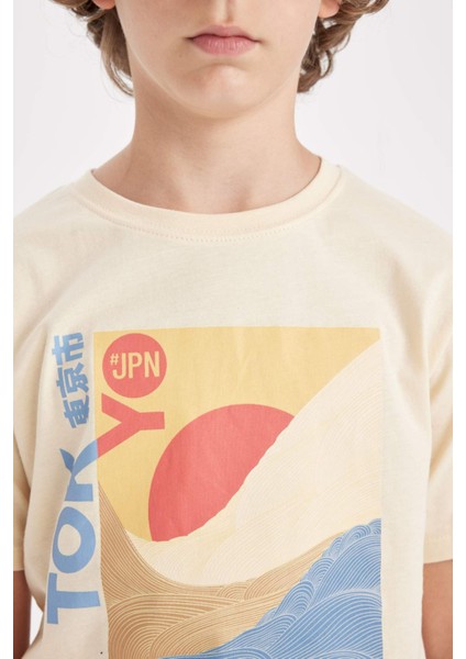 Erkek Çocuk Bisiklet Yaka Baskılı Kısa Kollu Tişört D2420A824HS