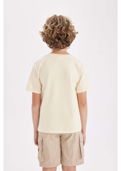 Erkek Çocuk Bisiklet Yaka Baskılı Kısa Kollu Tişört D2420A824HS