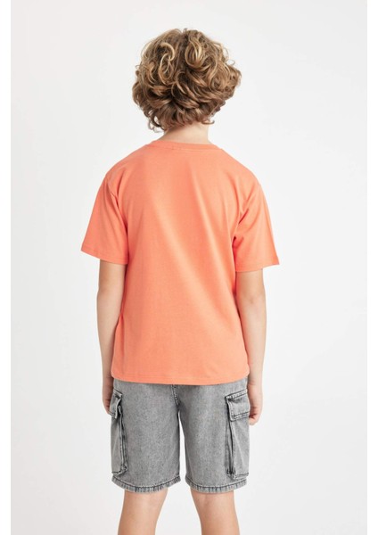 Erkek Çocuk Bisiklet Yaka Baskılı Kısa Kollu Tişört D2425A824HS