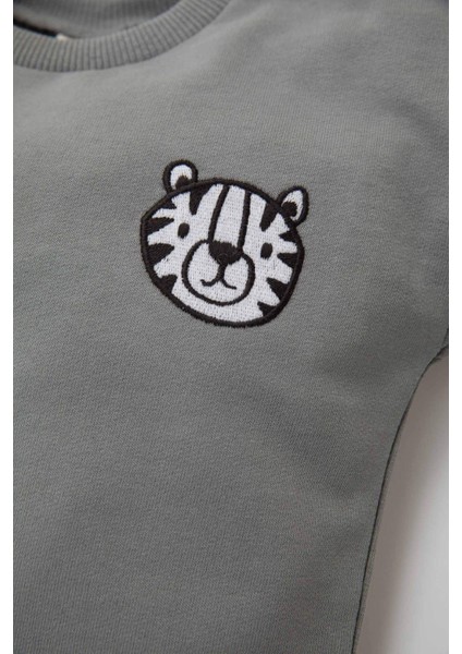 Erkek Bebek 2'li Takım Baskılı Sweatshirt Beli Lastikli Jogger Eşofman Altı D2937A524WN