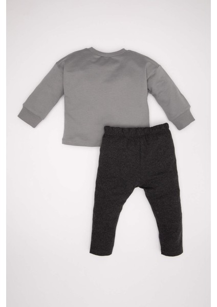 Erkek Bebek 2'li Takım Baskılı Sweatshirt Beli Lastikli Jogger Eşofman Altı D2937A524WN