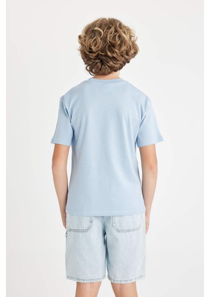 Erkek Çocuk Bisiklet Yaka Baskılı Kısa Kollu Tişört D2421A824HS