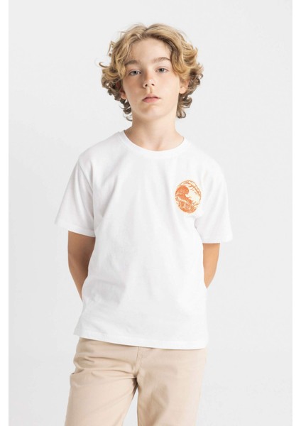 Erkek Çocuk Bisiklet Yaka Baskılı Kısa Kollu Tişört D2418A824HS