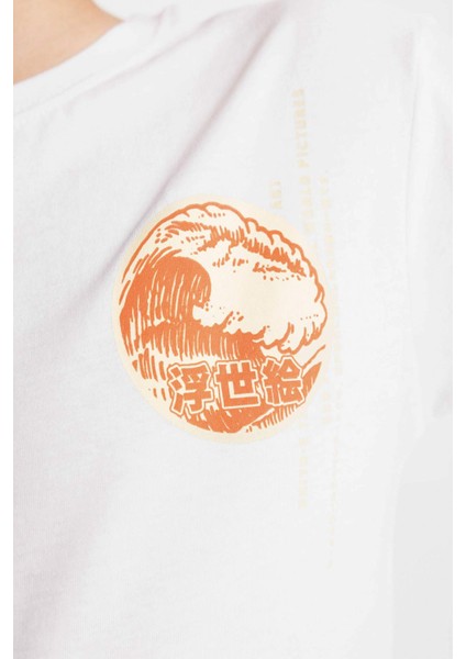 Erkek Çocuk Bisiklet Yaka Baskılı Kısa Kollu Tişört D2418A824HS