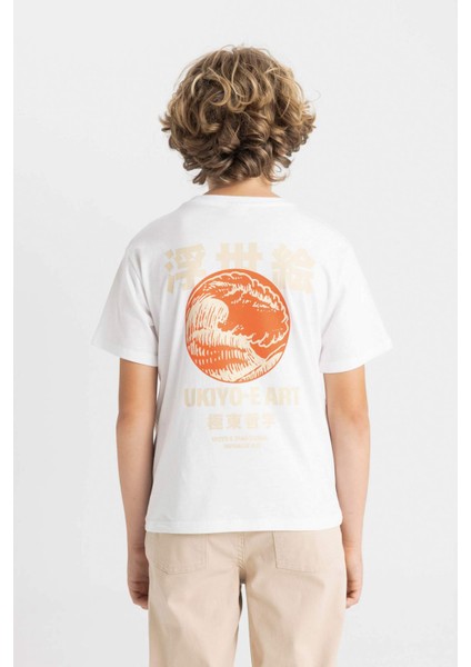 Erkek Çocuk Bisiklet Yaka Baskılı Kısa Kollu Tişört D2418A824HS