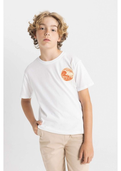 Erkek Çocuk Bisiklet Yaka Baskılı Kısa Kollu Tişört D2418A824HS