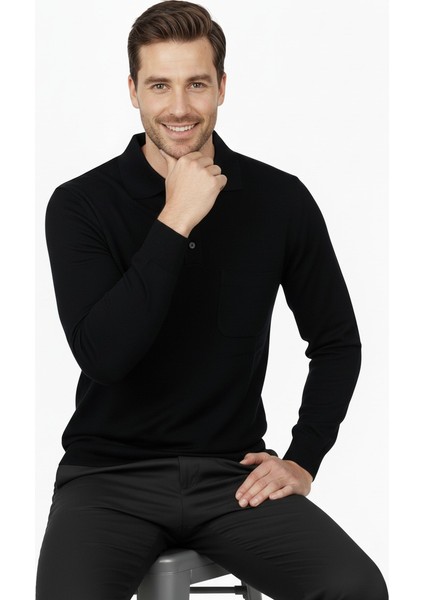 Erkek Kışlık Düz Renk Rahat Kesim Cepli Gömlek Yaka Ince Yün Kazak fiyatları