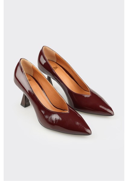 Bordo Deri Kadın Stiletto fiyatları