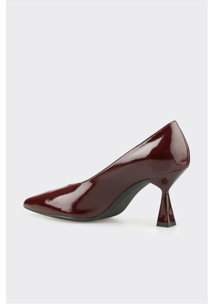 Bordo Deri Kadın Stiletto modelleri