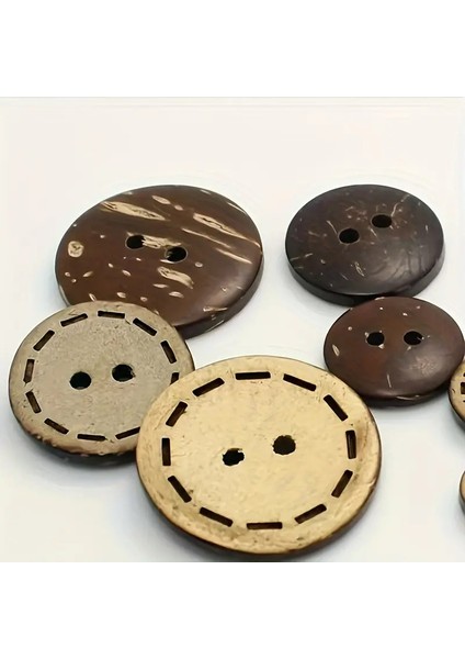 20'li Paket 20 Mm (2 CM) Ahşap Cocanat Cocanout Kokonat Hindistan Cevizi Düğme modelleri