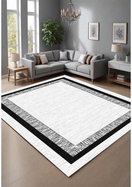 Siyah Dijital Baskı Salon Halısı Kaymaz Tabanlı Yıkanabilir Halı Yolluk