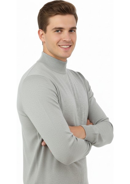 Erkek Kışlık Yarım Balıkçı Yaka Armalı Düz Renk Uzun Kollu Rahat Kesim Likralı Pamuklu Dokuma Kazak modelleri