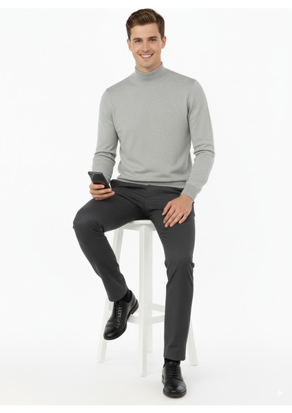 Erkek Kışlık Yarım Balıkçı Yaka Armalı Düz Renk Uzun Kollu Rahat Kesim Likralı Pamuklu Dokuma Kazak fırsatları