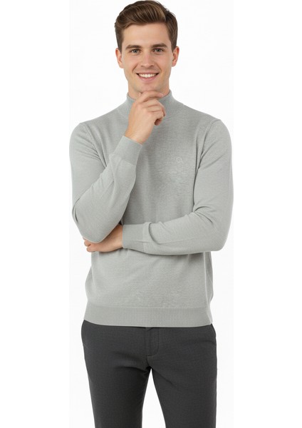 Erkek Kışlık Yarım Balıkçı Yaka Armalı Düz Renk Uzun Kollu Rahat Kesim Likralı Pamuklu Dokuma Kazak indirimleri