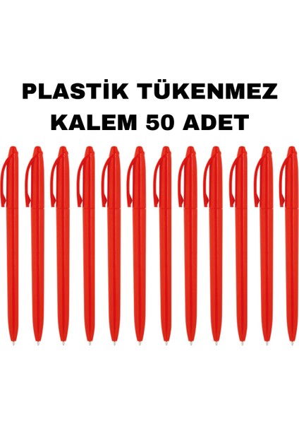 Plastik Tükenmez Kalem 50 Adet Tükenmez Kalem Mavi Renk Yazmaktadır Çevirmeli