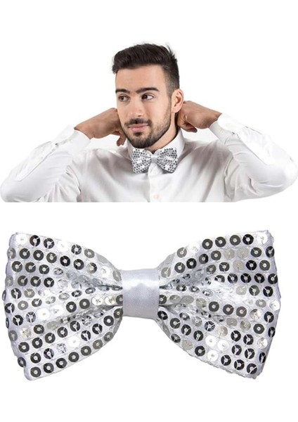 Bfs Gece Işıltısı Gümüş Payetli Pullu Papyon 7x2 cm fırsatları