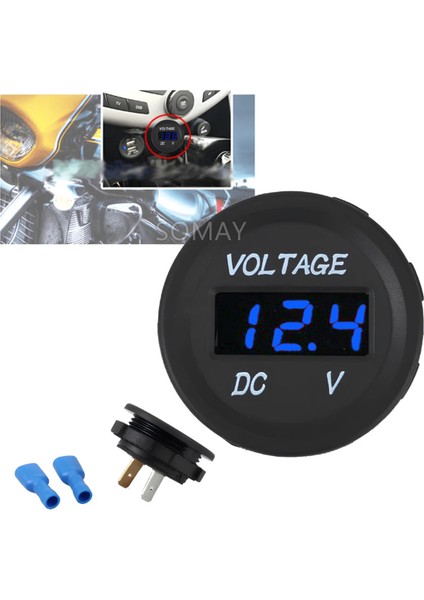 Marine Pano Tip Voltmetre Göstergesi Soketi Mavi LED 12-24V Çerçevesiz fiyatları