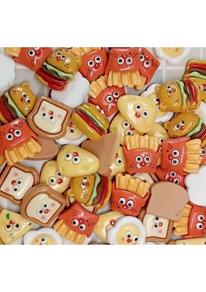 12 Adet Mini Burger & Patates Kızartması Süsleri - Sevimli Yemek Temalı, Anahtarlık ve Telefon Kılıf Dekorasyonu ,buzdolabı Mıknatısları