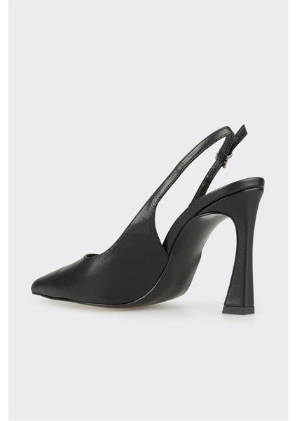 Siyah Deri Kadın Topuklu Ayakkabı modelleri