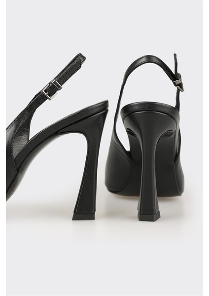 Siyah Deri Kadın Topuklu Ayakkabı fırsatları