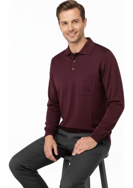 Erkek Kışlık Düz Renk Rahat Kesim Cepli Gömlek Yaka Ince Yün Kazak modelleri