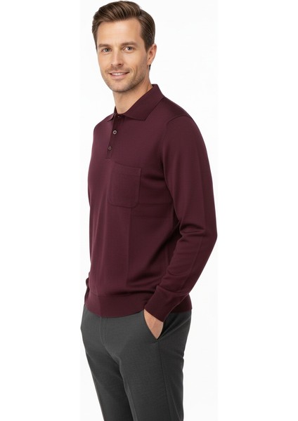 Erkek Kışlık Düz Renk Rahat Kesim Cepli Gömlek Yaka Ince Yün Kazak indirimleri