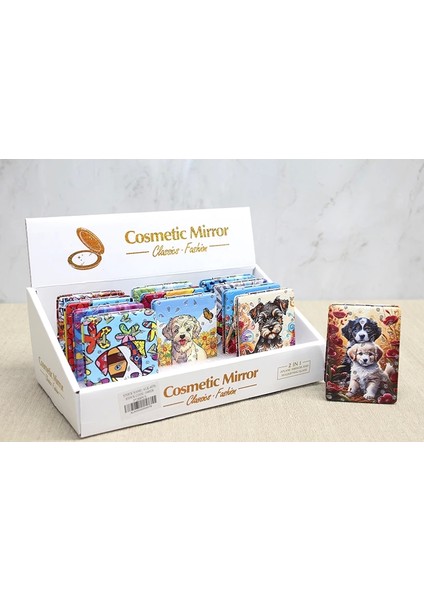 Bfs Sevimli Köpek Tasarımıyla Taş Işlemeli Ince El Aynası Dikdörtgen ALK4576
